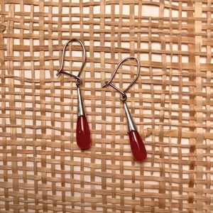 Vintage 1980s Silver and Carnelian Earrings